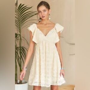 Chic Cream Ruffle Mini Dress